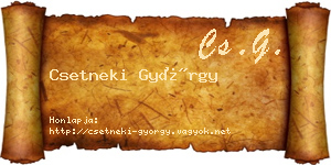 Csetneki György névjegykártya